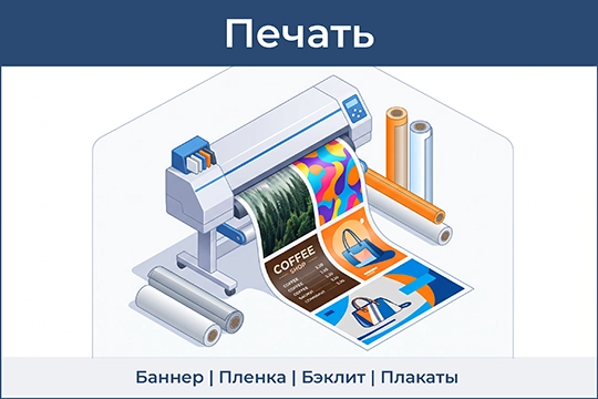 Широкоформатная печать в Москве — баннеры, плёнка (в т.ч. самоклеящаяся), бэклит, плакаты