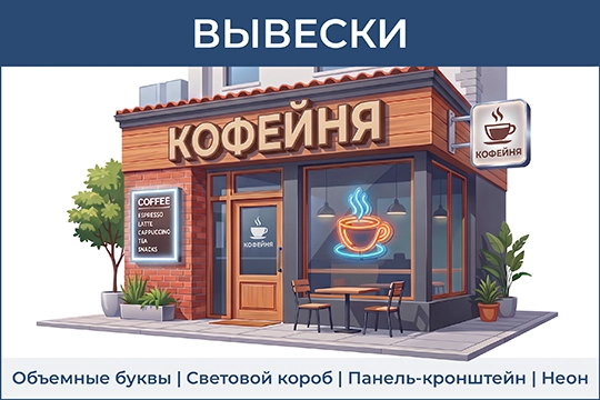 Вывески на заказ в Москве — срочное изготовление, собственное производство Изготовление вывесок в Москве и МО — объемные буквы, световые короба, панель-кронштейны, неон